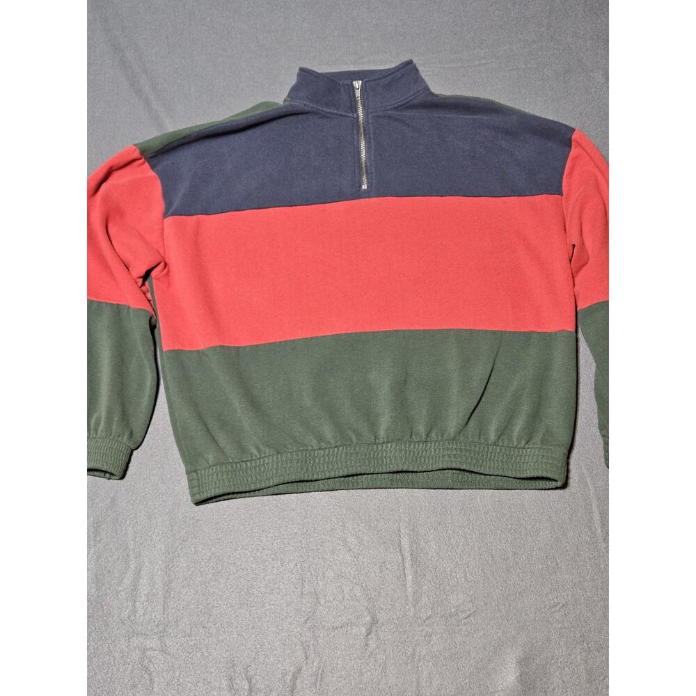 L.A.Hearts Sweater Womens Medium Color Block Qtr Zip Pullover Long Sleeve Rugby